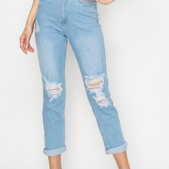 High Waisted Distressed Lover Brand Jeans - Picture 8 of 11